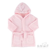 FBR305-P: Pink Bunny Embossed Hooded Robe (0-6 Months)